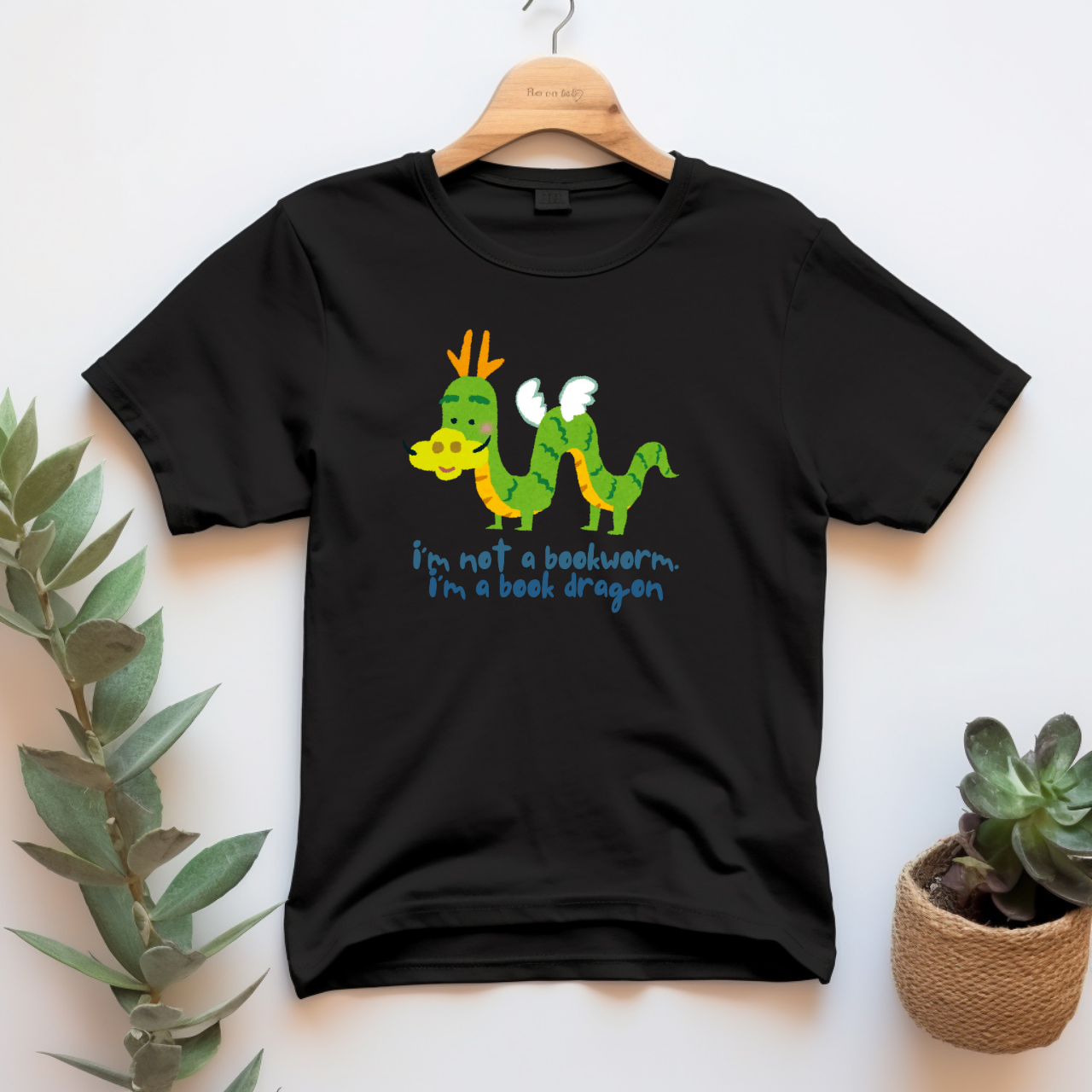 "I'm not a bookworm. I'm a book dragon" T-shirt