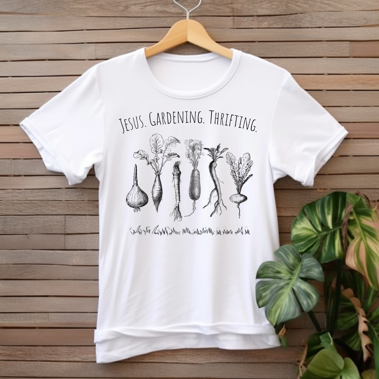 "Jesus Gardening Thrifting" T-shirt