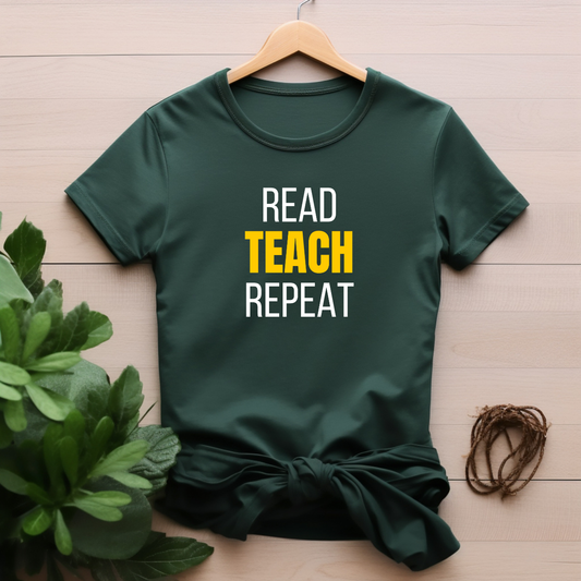 "Read Teach Repeat" T-shirt