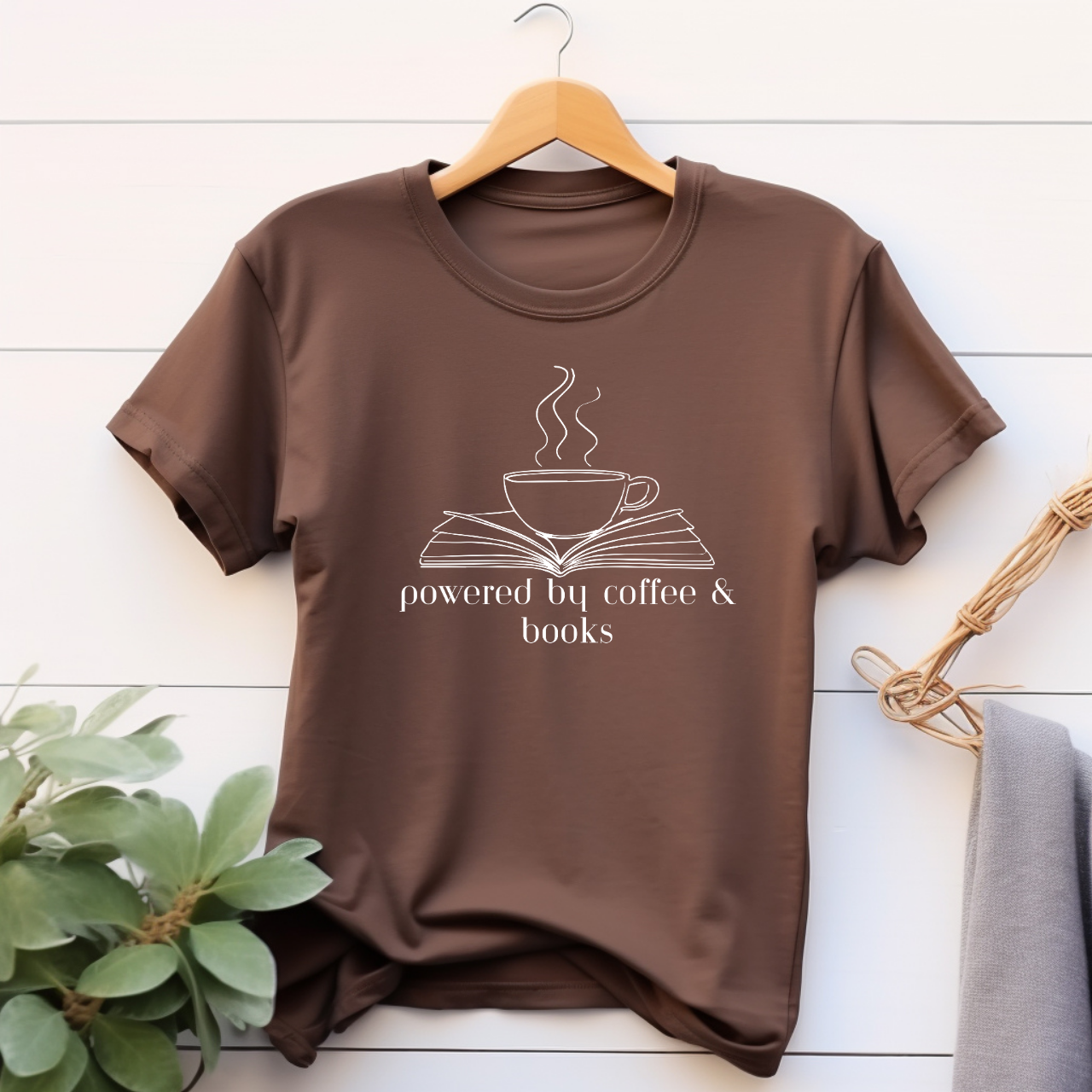 "Powered By Coffee & Books" T-shirt