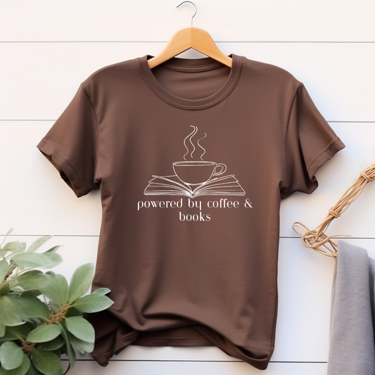 "Powered By Coffee & Books" T-shirt