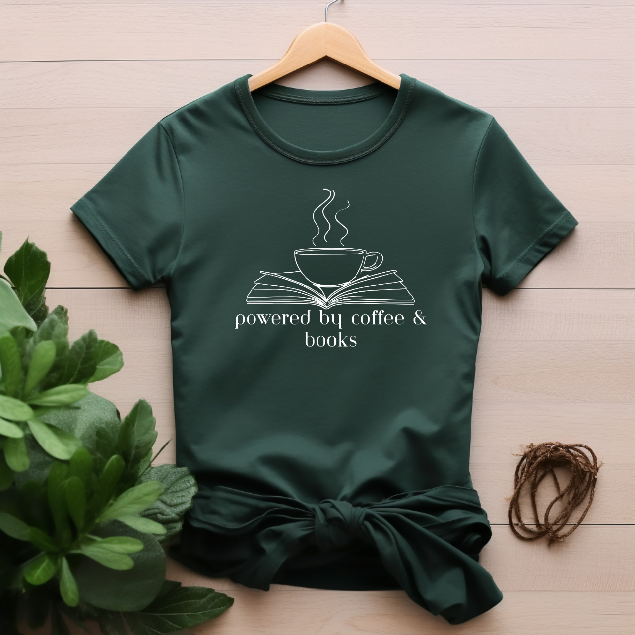 "Powered By Coffee & Books" T-shirt