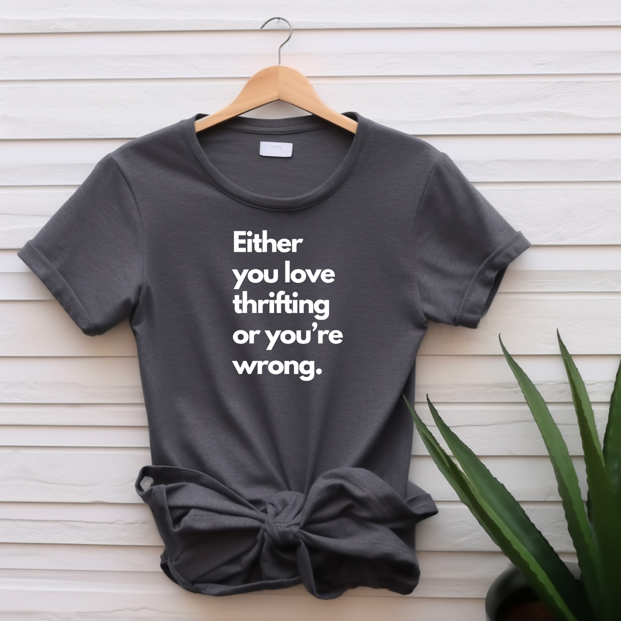 "Either you love thrifting or you're wrong" T-shirt